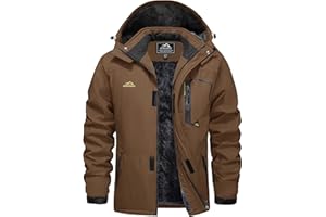 EKLENTSON Mens Coats-Winter Waterproof Fleece Jacket Windbreaker Mountain Hiking Walking Skiing Jacket Warm Outerwear Sports Thermal Hooded Coat Multi Zip Pockets