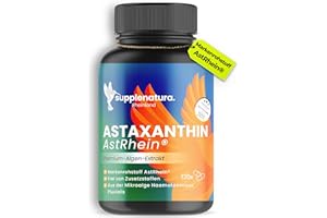 SUPPLENATURA. RHEINLAND EINFÜHRUNGSANGEBOT* Astaxanthin 8mg hochdosiert | 130 Kapseln | MARKENROHSTOFF: AstRhein® | Quellwasser Kultivierung | Vegan - Astaxantin von SUPPLENATURA®
