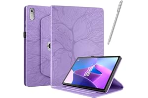 Netany Funda para Lenovo Tab P11 (2Nd Gen, 11.5 Pulgada) con lápiz Capacitivo, Piel sintética con Tapa función Atril Soporte para lápiz Árbol de La Vida Funda - Púrpura