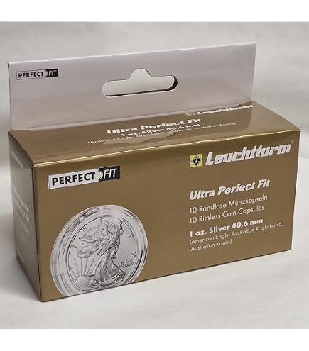 Leuchtturm 40 Capsules Ultra Perfect Fit Pour Pièces De 1 Oz Argent – 39 Mm, Transparent, Résistantes Aux Rayures – Pour Krugerrand, Britannia