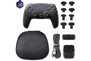 HEXGAMING ULTIMATE PRO Gaming Controller Compatible with ps5/PC/Mobile - 4 Back Buttons, 6 Profiles, Adjustable Triggers, 8 Swappable Thumbsticks - Hall Effect Chaos Black & Carrying Case