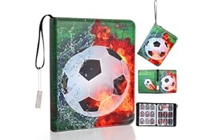 AHYDFSR Album na karty kolekcjonerskie z motywem piłki nożnej, 900 kart, 9 kieszeni, duży zeszyt na karty sportowe, uchwyt na karty, uchwyt na karty dla dzieci, wysokiej jakości wodoodporny zeszyt