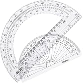 eBoot 180 Degree Plastic Angle Protractor, 4" and 6", Clear, 2 Pack