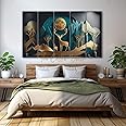 The Castle Decor Golden Deer Wall Painting for Living Room Big Size - Deer Wall Painting for Bedroom, Office, Drawing Room, Hotel - Elegant Wall Decor Art for Home Decoration, Gifting (27x48 inch)