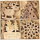 TAIYOU 20 ciondoli natalizi in legno, per albero di Natale, decorazione natalizia, colore legno