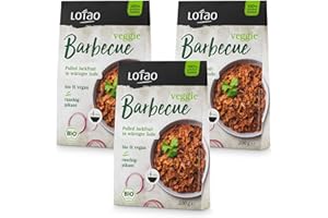 ‎LOTAO Würziges Lotao Veggie Barbecue | 3x 200g Veganes BIO-Pulled Pork mit Jackfruit als veganer Fleischersatz | Rauchig pikanter Fleischersatz als Topping oder für Meal Prep | Nur Erhitzen und genießen