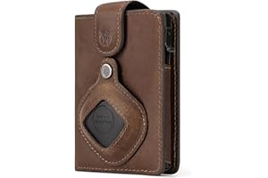 Will Fire® MagFlap® MultiTag | Airtag Android Wallet für Samsung Galaxy Smart Tag + Tile Chipolo ATUVOS Schlüsselfinder | Kartenetui | Geldbörse Leder | Magnetverschluss | Münz-& Scheinfach (Braun)