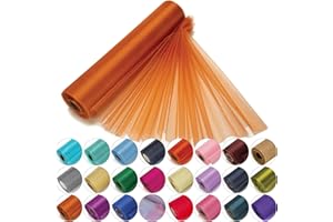 TRIMMING SHOP 29cm x 25m Roll of Organza Sheer Fabric - Elegant Decorative Cloth for Wedding Chair Bows, Table Runners, Party Favours - Crafting Supplies for Ribbons, Dress Accents,and Bags, Orange#