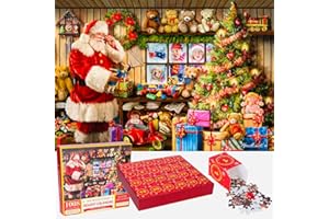 IBLIVERS Calendario Adviento 2024 Puzzle Rompecabezas, Rompecabezas de Navidad de 24 cajas con calendario de cuenta atrás, divertido juego Navidad regalo, regalo Navidad Papá Noel, 1008 piezas 50 x 70 CM