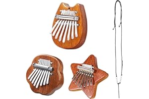 WUERKIYA Mini Piano Piano de Pulgar de 8 Teclas Portátil Madera Maciza Pulgar Instrumento de Piano de Madera para Principiantes Niños y Adultos con Cadena