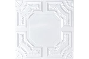 MYDEKOR Polystyrene Ceiling Tiles Suspended Cladding Panel Tile White 0871 (8 Tiles 50cmx50cm - 1.96 m2 Coverage)