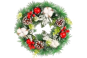 MZSX Boże Narodzenie Wieniec do drzwi wejściowych, 30 cm girlanda na drzwi wejściowe z bombkami, Boże Narodzenie Wieniec Drzwi Okno Ściana Wiszące Ozdoby Girlanda Idealna do dekoracji wnętrz i na zewnątrz