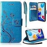 AROYI Cover Compatibile con Xiaomi Redmi Note 11 / Note 11S 4G 6.43" e pellicole Vetro Temperato, Retro Design Flip Caso in P