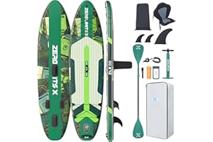 ZLX SUP Board mit Sitz Tragbar Stand up Paddling Board 320cm Stabil Aufblasbares Paddle Board für Erwachsene Familien Anfängerfreundlich, Anti-Rutsch Deck, Pumpe