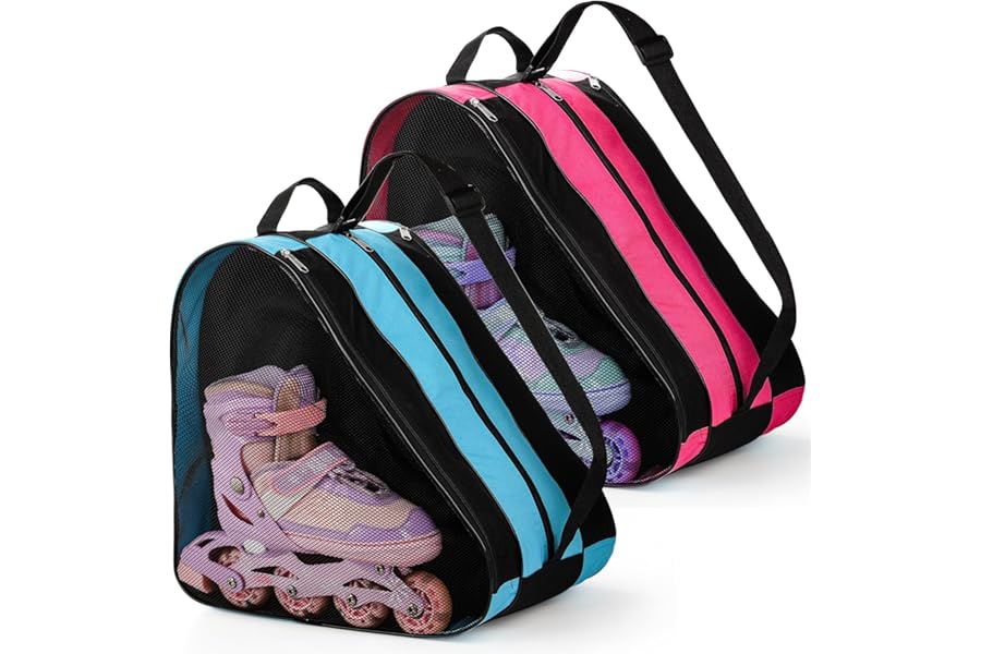 TOPZEA 2 Pack Roller Skate Bags, Oxford Cloth Ice Skates Storage Bag with Adjustable Shoulder Strap, Figure Skating Shoes Carry Bags, Blade Container for Women Men
