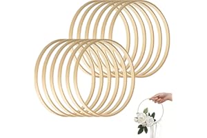 SRTSTR 12 Stück Holzringe zum Basteln 15cm Traumfänger Ringe Holzringe Makramee Ringe Holzreifen zum Basteln Bambus Floral Hoop für Blumenkranz Hochzeitskranz Deko und Wandbehang DIY Handwerk