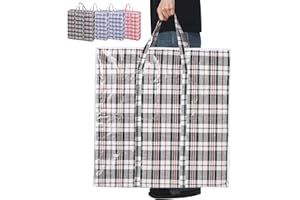 Rainberg 5 PACKS EXTRA LARGE JUMBO Strong and Durable Storage Bags, Reusable Laundry Bags with Double Zips, Ideal for Laundry, Moving House, Clothing & Wardrobe Storage (80 x 60 x 28 CM)
