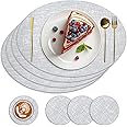 TOPAHGOD Place Mats for Table Set of 4, Heat Resistant Washable Leather PlaceMats and Coasters, Table Mats for Dining Non-Slip Stain Resistant Kitchen, Placemats Easy to Clean (Silver)