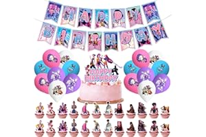 ZXTGBQ Decoraciones de cumpleaños, Kit de Decoración, decoración de fiestas, Fiesta de Cumpleaños, Banderines, Cake Topper, Toppers, Globos latex, decoración de fiesta de pastel para niños