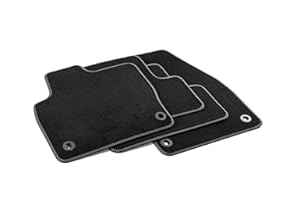 MTM PRO-1850 Tappetini per Land Rover Evoque I 07.2011>03.2019 , su Misura in Velluto, Bordi in Similpelle e Doppia Impuntura Cromata