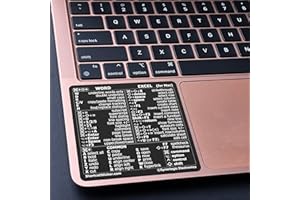 SYNERLOGIC Word/Excel (for Mac) Reference Guide Keyboard Shortcut Sticker, Laminated Vinyl, No-Residue Adhesive (Black)