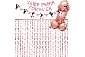 DZPUHUOJZ Hen Party Decorations, Hen Do Decorations Set, Rose Gold Bachelorette Party Accessories with Fringe Backdrop Curtains, Hen Party Banners, Hen Party Balloons, 5 Packs