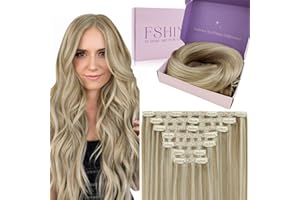 Fshine Capelli Veri Clip Biondo Cenere Scuro Con Highlighted Del Biondo Dorato Hair Extension 120g 45cm Remy Clip Brasiliani Extension Capelli Umani