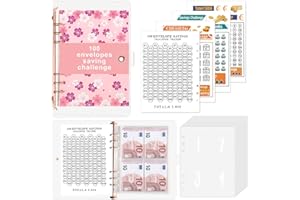 THBOXES Sparbuch Ringbuch für Geld A5, 100 Envelope Saving Challenge Budget Planner Deutsch mit Challenge Tracker Sparchallenge Budgetplaner Binder Umschlagmethode für Geld Sparen Challenge