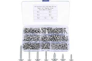 VARHHUXHA 250 Piezas Tornillos Autorroscantes, Tornillos para Madera, Tornillos de Cabeza Cruzada, Tornillos de Cabeza Redonda, Tornillos Autoperforantes Acero Inoxidable - M3/M4/M5