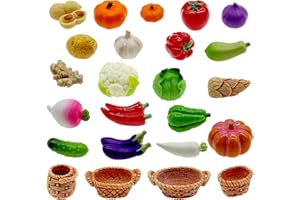 Cayway 22 piezas mini de alimentos y accesorios de jardín de hadas para miniaturas de cocina y micro paisajismo