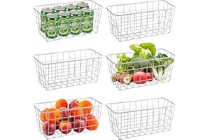 APACALI 6 cestas de metal blancas para accesorios de baño, cestas de metal para colgar, cestas de almacenamiento para armarios de cocina, despensa, 6 unidades