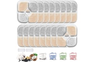 LIAILA 16 Filtre Fontaine Eau Chat et 2 Tuyaux, pour Fontaine Eau Cat Pixi, Filtre Fontaine Chat se compose carbone activé, résine d'échange d'ions et tissus non tissés, Filtre à haute efficacité