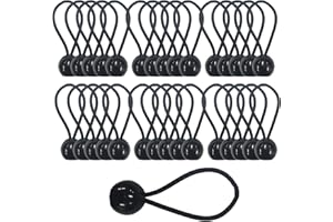 LARILOTTE 30pcs Tendeur Elastique avec Boule, Sandow Elastique, Tendeur Bache pour Bannière, Pavillon, Bâche, Camping, Tente, Rideaux Harnais d’Extension, Épaisseur 4mm Très Fort (30)