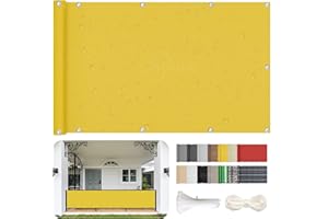 LRHRHR Balkon Sichtschutz Balkonabdeckung 160g/m² Polyester UV-Schutz Wetterfester Balkonverkleidung mit Kabelbinder und Korde- Yellow|| 55x200cm