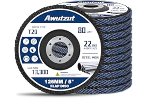 AWUTZUT Dischi lamellari 125mm Grana 80 per Smerigliatrice il Ferro Legno Dischi Abrasivi 10 Pezzi