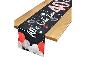 Voxisroma Deko 40. Geburtstag Frauen Männer Tischläufer,Rot Schwarz Tischdeko Geburtstag,40 Geburtstag deko,40 Geburtstag Party Deko Supplies,Geschenke Für Frau Mann 40 Geburtstag 183x33cm