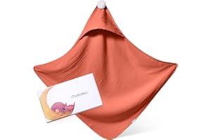 MABABU Toalla con Capucha Bebé - Algodón Orgánico Gots - para Bebés y Niños | Regalo - 75x75 cm | Rust