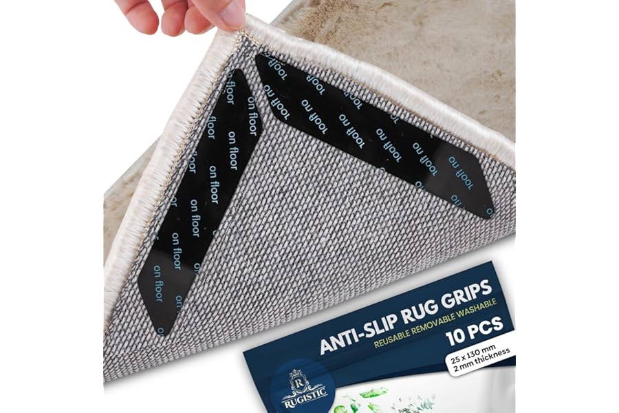 Rug Gripper 10 Pcs - Washable & Reusable Rug Grippers for Laminate - Hardwood Floor - Suitable Carpet Grippers for Marble, Wooden Floors & for all types & sizes of Rugs