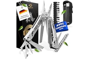 TREKLINE Premium Multitool Werkzeug [rostfreier Edelstahl] Survival Multifunktionsmesser perfektes Camping Zubehör, Multifunktionswerkzeug [28 Funktionen] Taschenmesser Outdoor, Camping Messer