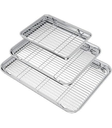 WOPPLXY Backblech Set 2-teilig - Edelstahl Backblech Mit Gitter