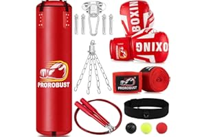 Prorobust Boxsack-Set, 120cm PU Heavy Duty mit 12OZ Boxhandschuhen für MMA Kickboxen Home Training (Ungefüllt)