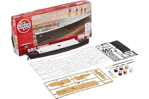 Airfix Ship Model Building Kits - RMS Titanic Miniature Craft Kit, 1/700 Scale Model Boat Kits for Adults to Build, Incl. Titanic Model Ship, Paint, Brushes & Poly Cement - Titanic Gifts for Men