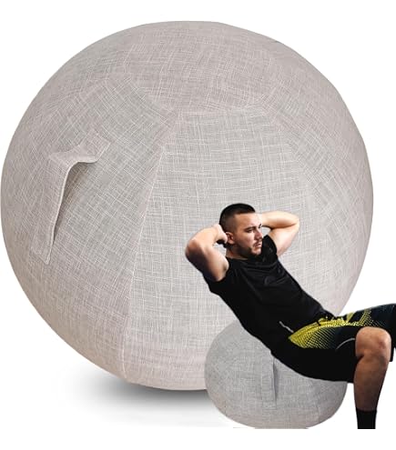 Fitball 65 Cm Con Fodera In Lino E Pompa - Palla Da Seduta Ufficio, Fitness, Pilates, Portata 110 Kg