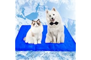 CHOSHOME Kühlmatte Hunde 60x90CM Kühlmatte für Hunde Kühlmatte Katze Kühldecke für Hunde Ungiftiges Gel Kratzfest Kuhlmatte für Hunde Selbstkühlend Hundedecke Kühl Bett Groß für Kisten Blau L