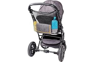DIAGO Universal Einkaufsnetz XL für Kinderwagen, Buggy, Sportwagen, Jogger und Zwillingswagen/einfacher Klickverschluss/extra großes Kinderwagennetz - Schwarz