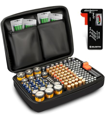 Boîte De Rangement Pour 72 Piles AA/AAA - Avec Testeur Et Mousse De Protection - 16,9 X 15,5 X 7,2 Cm - 6