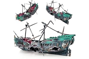 Nizirioo Decoraciones de Naufragios de Acuario, Decoración de Acuario Barco Pirata - Air Bubbler Hundido Nave Ornamento