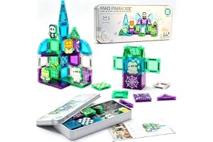 MEESHEEP Halloween magnetiska byggstenar reseset 32 delar med järnlåda | Halloweenfigurer, mini magnetiska byggstenar, reseleksaker för flygplan och bil, förskola pedagogisk leksak halloween barn