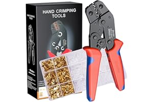 Crimping Tool Kit for Spade Connectors, Preciva Ratchet Cable Crimper Plier 0.5-1.5mm²/AWG22-16, Electrical Flat Receptacles Plier, Wire Crimping Tool with 600pcs Brass Lug Set(Crimping Tool Set)