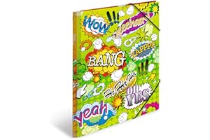 ‎HERMA HERMA Sammelmappe A4 Comic, Kinder Eckspanner-Mappe aus Kunststoff mit Kunst Motiv, Gummizug, Innenklappen und Innendruck für Jungen und Mädchen